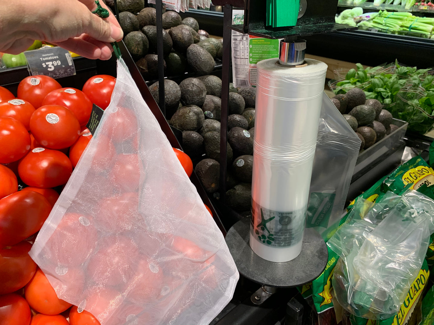 One Size to fit ALL your veggies and STOP SINGLE USE PLASTIC BAG WASTE. Made with Fine Mesh. Can Wash Your Produce and Store Veggies Right In The Bag! Machine Washable Produce Bag. Durable. Eco-Friendly. Light-Weight.